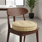 Teddy Fabric Round Booster Cushion Soft Seat Riser Pad for Dining Chair - Beige - British D'sire