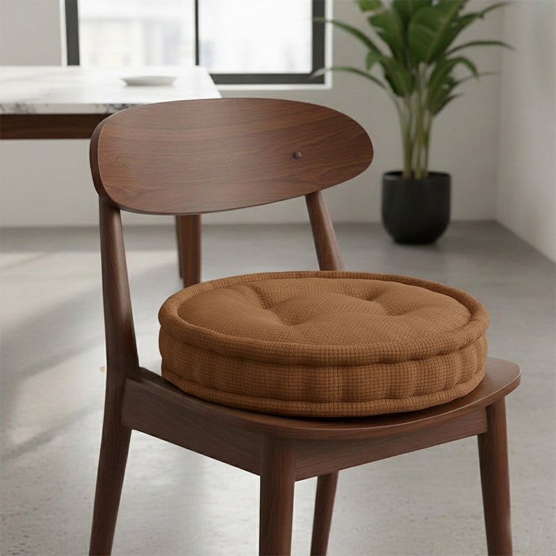 Teddy Fabric Round Booster Cushion Soft Seat Riser Pad for Dining Chair - Chocolate - British D'sire