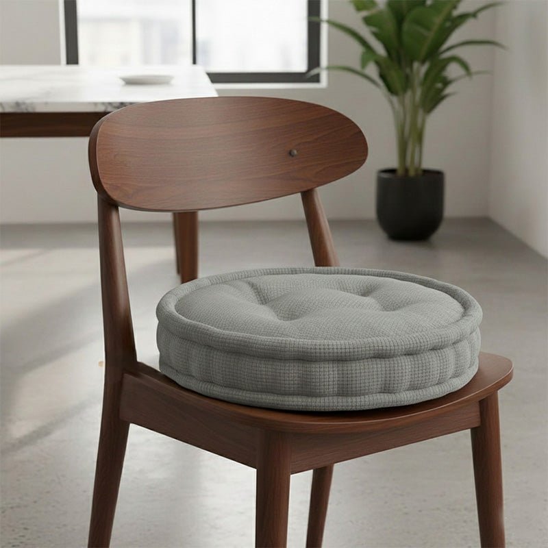 Teddy Fabric Round Booster Cushion Soft Seat Riser Pad for Dining Chair - Navy Blue - British D'sire