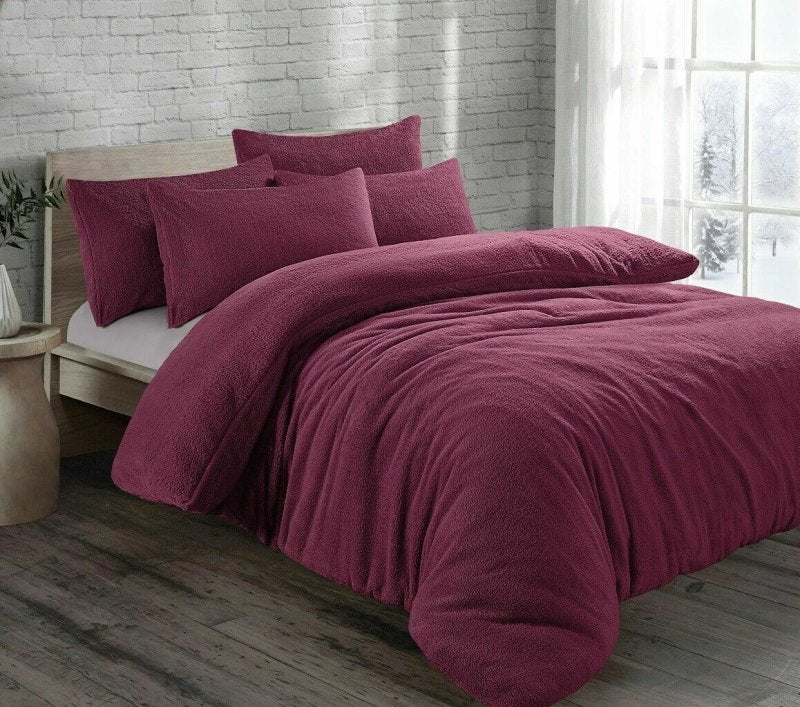Teddy Fleece Duvet Cover Bedding Set Fitted Sheet Cosy Warm Sherpa Pillowcase - Home, Furniture & DIY:Bedding:Bedding Sets & Duvet Covers - British D'sire