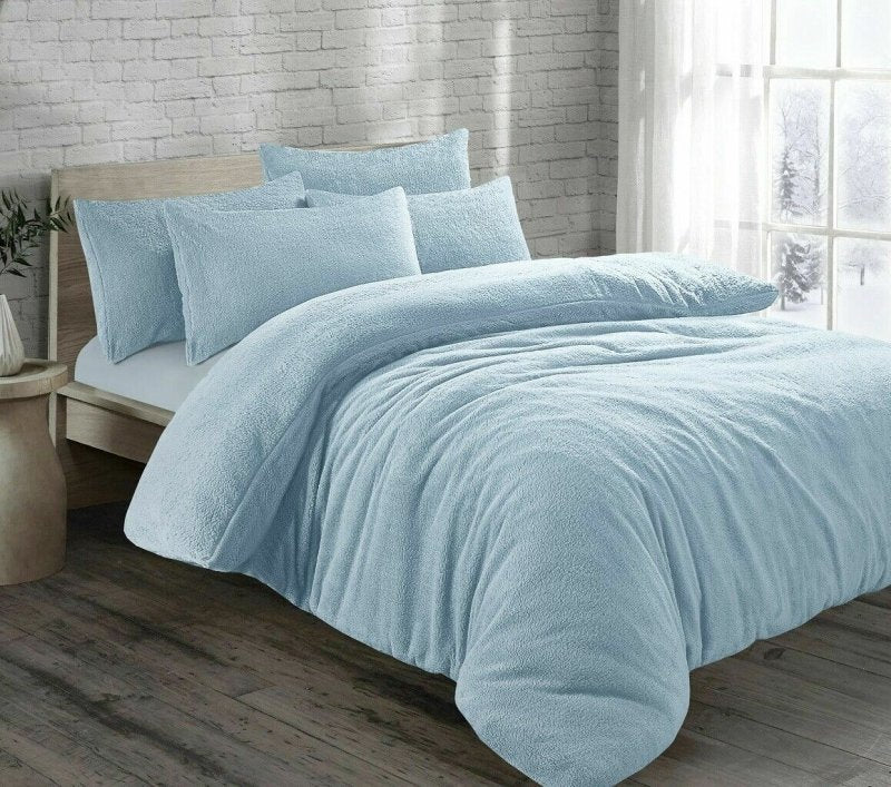 Teddy Fleece Duvet Cover Bedding Set Fitted Sheet Cosy Warm Sherpa Pillowcase - Home, Furniture & DIY:Bedding:Bedding Sets & Duvet Covers - British D'sire