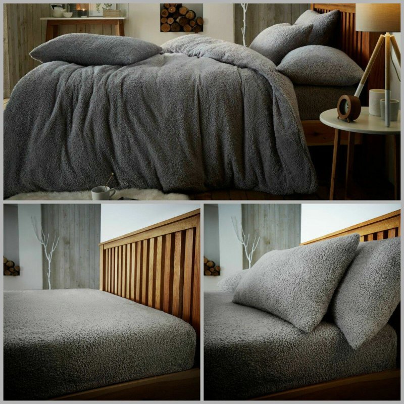 Teddy Fleece Duvet Cover Bedding Set Fitted Sheet Cosy Warm Sherpa Pillowcase - Home, Furniture & DIY:Bedding:Bedding Sets & Duvet Covers - British D'sire