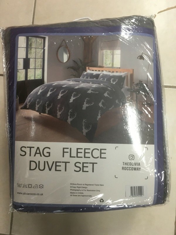 Teddy Fleece Duvet Cover Set Printed Star Stag Quilt Warm Cosy Winter Bedding - Home, Furniture & DIY:Bedding:Bedding Sets & Duvet Covers - British D'sire