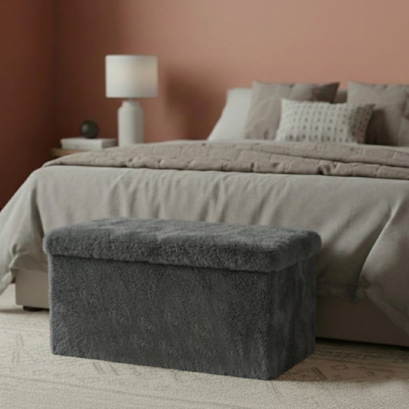 Teddy Rectangle Storage Box with Lid Elegant Organizer for Any Room - Black - British D'sire