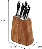 Tefal Jamie Oliver Kitchen Knives Set, 5 Pieces: Knife Block, Chef, Bread, Santoku, Utility, Paring Knives, German Stainless Steel, Ice Hardened Blades, Sharp Blades, Comfortable Grip, K267S556. - Kitchen Knives Set - British D'sire
