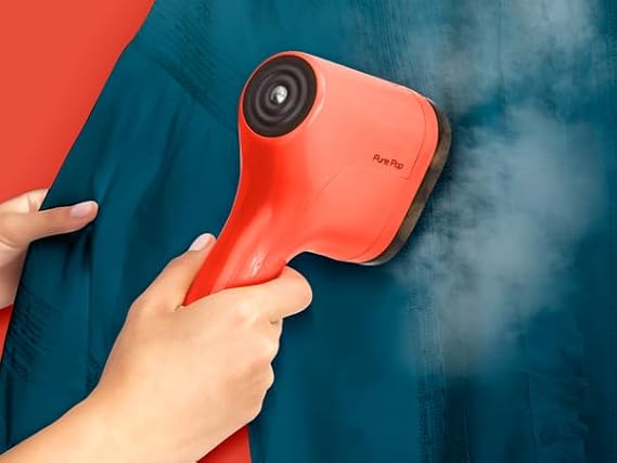 Tefal Pure Pop Slim Handheld Clothes Steamer, No Ironing Board Needed, Ready to Use in 15 Seconds, 70ml Detachable Water Tank, Travel Iron, Garment Steamer, Red, DT2022 Secondary image