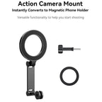 TELESIN Mobile Phone Magnetic Stand Two Claw Adapter Compatible with Chest Strap, Backpack Clip, Neck Mount(Black) - British D'sire