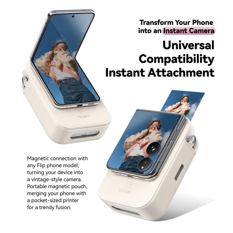 TELESIN Portable Instant Photo Printer With Magnetic Bag & Self - Adhesive Photo Paper For Travel & Memories(White) - British D'sire