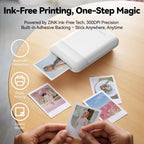 TELESIN Portable Instant Photo Printer With Magnetic Bag & Self - Adhesive Photo Paper For Travel & Memories(White) - British D'sire