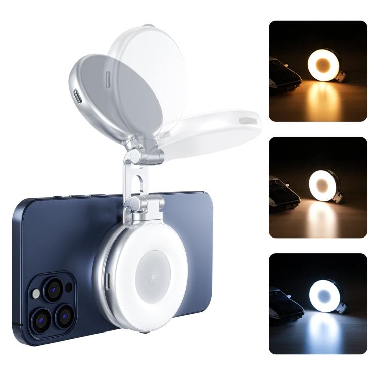 TELESIN S5 - BGD - 01 Mini Phone Magnetic Beauty Replacement Light Tri - color Temperature Portable Selfie Mirror Rotating Stretching Pocket Lamp - British D'sire