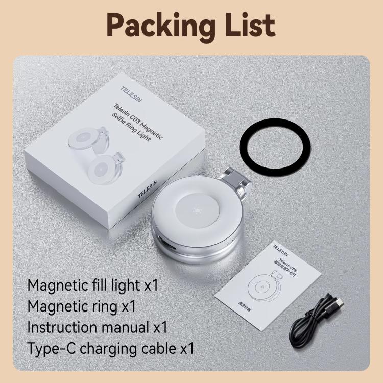 TELESIN S5 - BGD - 01 Mini Phone Magnetic Beauty Replacement Light Tri - color Temperature Portable Selfie Mirror Rotating Stretching Pocket Lamp - British D'sire