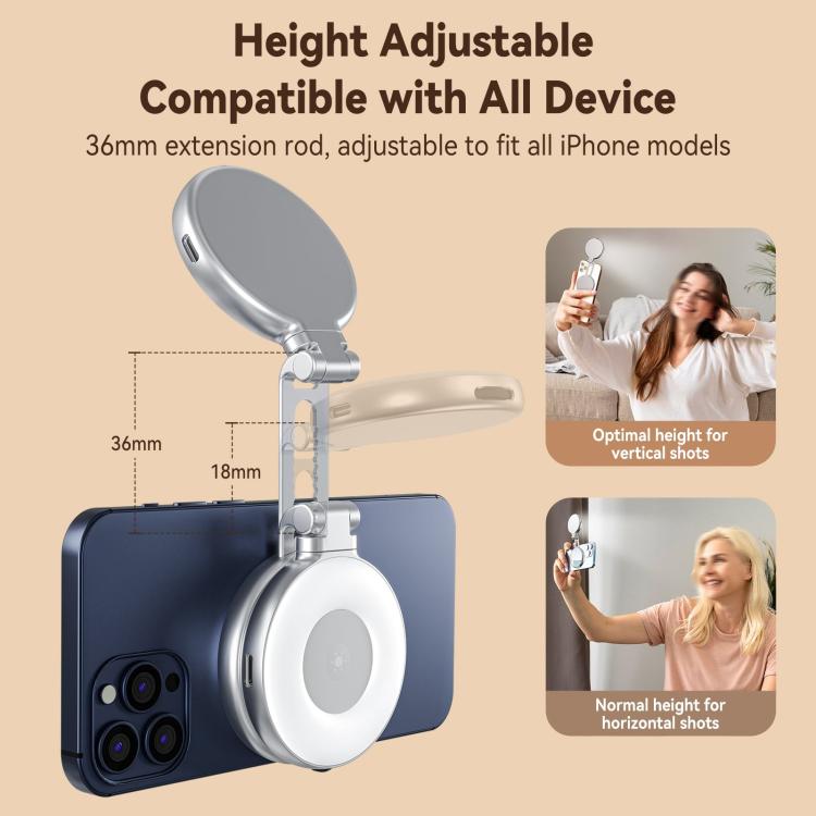 TELESIN S5 - BGD - 01 Mini Phone Magnetic Beauty Replacement Light Tri - color Temperature Portable Selfie Mirror Rotating Stretching Pocket Lamp - British D'sire