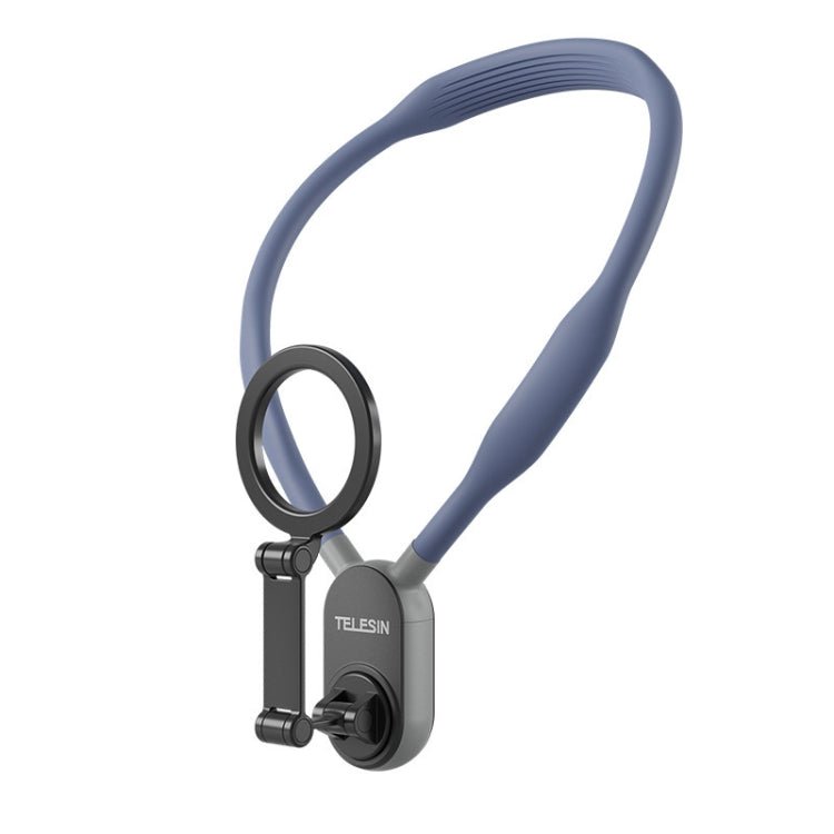 TELESIN Silicone Neck Mount Magnetic Selfie Stick Phone Neck Holder(Blue) - British D'sire Main image