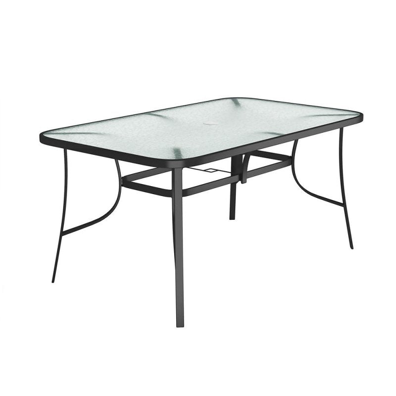 Tempered Glass Outdoor Coffee Table with Parasol Hole 150*90cm - Coffee Table - British D'sire Main image