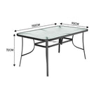 Tempered Glass Outdoor Coffee Table with Parasol Hole 150*90cm - Coffee Table - British D'sire