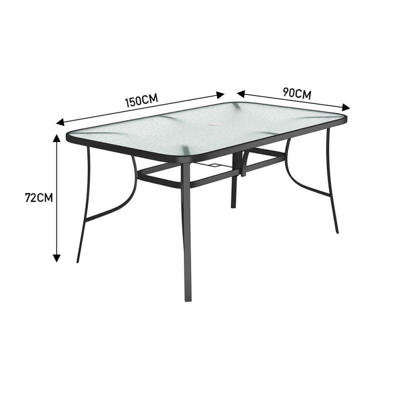 Tempered Glass Outdoor Coffee Table with Parasol Hole 150*90cm - Coffee Table - British D'sire