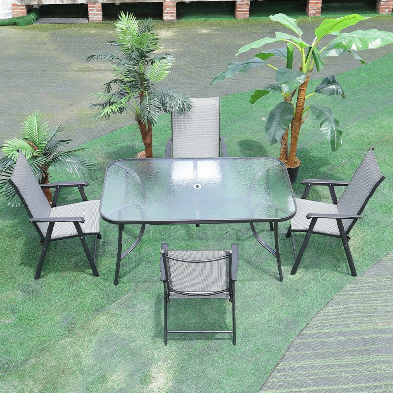 Tempered Glass Outdoor Coffee Table with Parasol Hole 150*90cm - Coffee Table - British D'sire