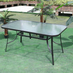 Tempered Glass Outdoor Coffee Table with Parasol Hole 150*90cm - Coffee Table - British D'sire