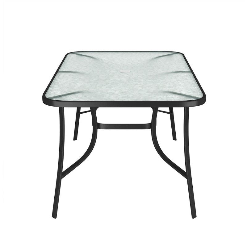 Tempered Glass Outdoor Coffee Table with Parasol Hole 150*90cm - Coffee Table - British D'sire