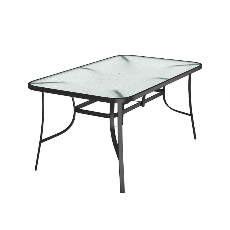 Tempered Glass Outdoor Coffee Table with Parasol Hole 150*90cm - Coffee Table - British D'sire