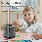 TENWIN Electrical Pencil Sharpener Student Stationery Semi - Automatic Sharpeners Battery Model(Black) - British D'sire