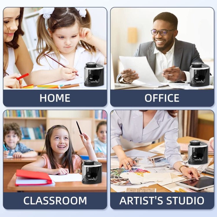 TENWIN Electrical Pencil Sharpener Student Stationery Semi - Automatic Sharpeners Battery Model(Pink) - British D'sire