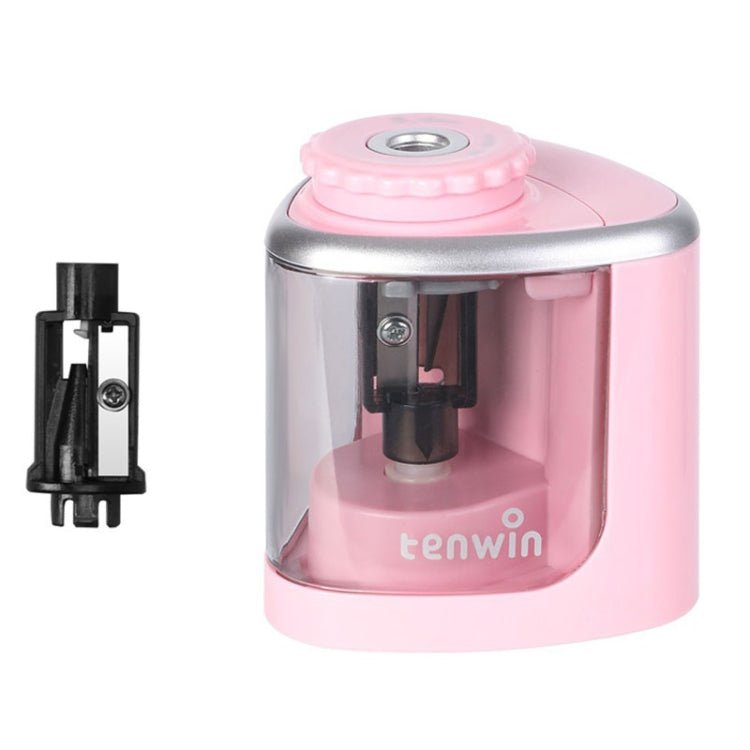 TENWIN Electrical Pencil Sharpener Student Stationery Semi - Automatic Sharpeners Battery Model(Pink) - British D'sire Main image