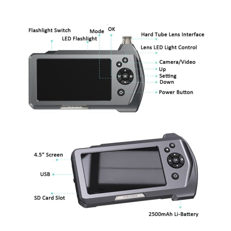 TESLONG NTS450A 4.5 - inch Screen Industrial Handheld Endoscope with Light, Speci: 3.9mm Lens - 1m - British D'sire