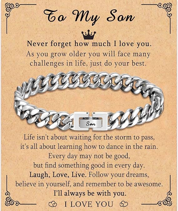 TEVOP Engraved Bracelet Gifts for Men Boys, Dad Uncle Grandad Son Grandson Brother Nephew Gifts, Cuban Chain Bracelet Jewellery Presents for Birthday Fathers Day Christmas Valentines Day Graduation - Bracelet - British D'sire Main image