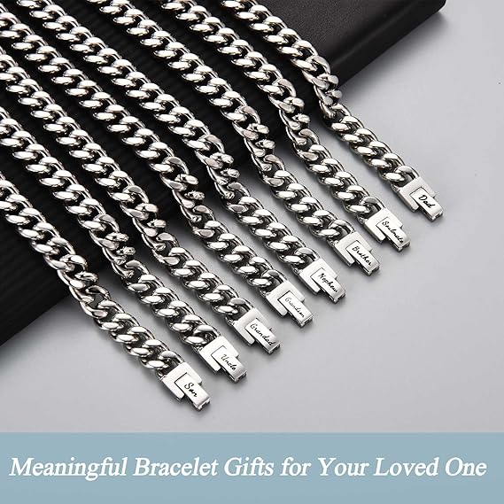 TEVOP Engraved Bracelet Gifts for Men  Cuban Chain Bracelet Jewellery Presents for Birthday ,Fathers Day, Christmas ,Valentines Day ,Graduation Secondary image