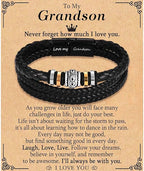 TEVOP Engraved Leather Bracelet Mens Bracelet Gifts for Son Grandson Husband, Perfect Birthday Christmas Valentines Graduation Gifts for Men Boys, Gifts for Fathers Day Dad Grandad Daddy - Bracelets & Bangles - British D'sire