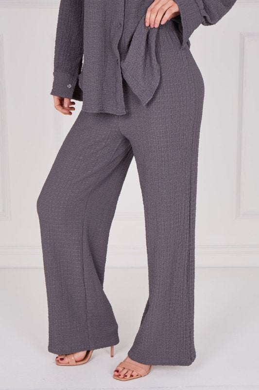 Textured Shirt & Wide - Leg Trouser Co - Ord Set - co ord set - British D'sire