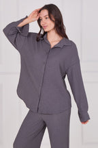 Textured Shirt & Wide - Leg Trouser Co - Ord Set - co ord set - British D'sire