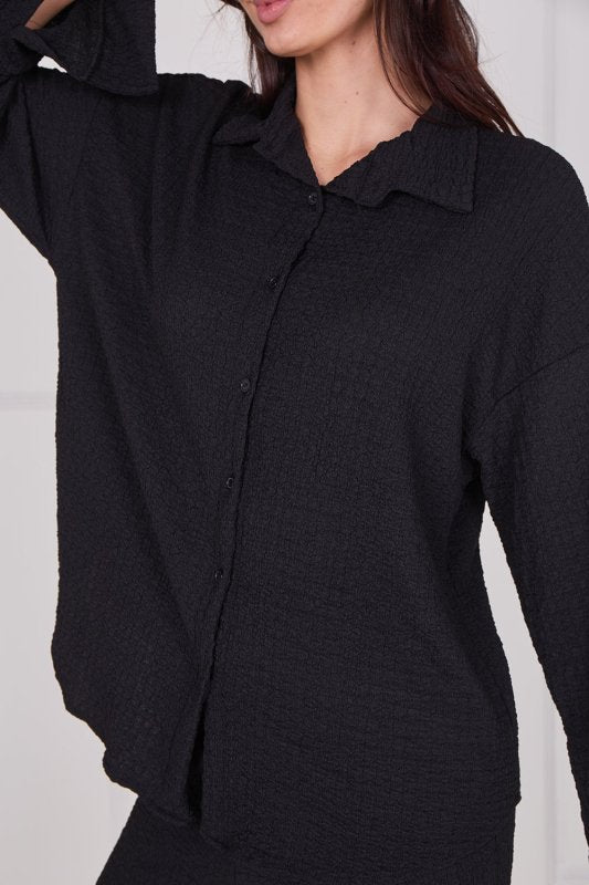 Textured Shirt & Wide - Leg Trouser Co - Ord Set - co ord set - British D'sire