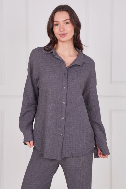 Textured Shirt & Wide - Leg Trouser Co - Ord Set - co ord set - British D'sire