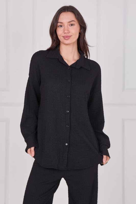 Textured Shirt & Wide - Leg Trouser Co - Ord Set - co ord set - British D'sire