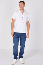 Textured Short Sleeve Resort Collar Shirt - Top - British D'sire