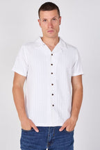 Textured Short Sleeve Resort Collar Shirt - Top - British D'sire