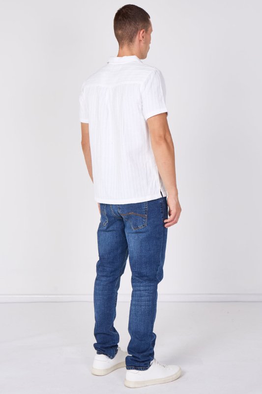 Textured Short Sleeve Resort Collar Shirt - Top - British D'sire