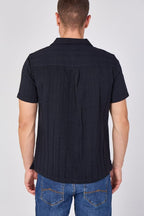 Textured Short Sleeve Resort Collar Shirt - Top - British D'sire