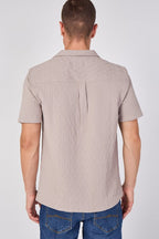 Textured Short Sleeve Revere Collar Shirt - British D'sire