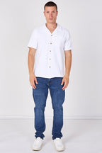 Textured Short Sleeve Revere Collar Shirt - British D'sire