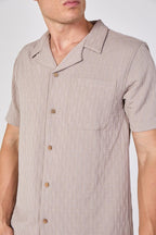 Textured Short Sleeve Revere Collar Shirt - British D'sire