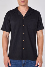 Textured Short Sleeve Revere Collar Shirt - British D'sire