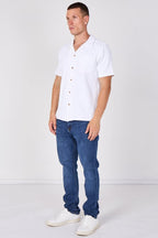 Textured Short Sleeve Revere Collar Shirt - British D'sire