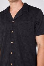 Textured Short Sleeve Revere Collar Shirt - British D'sire