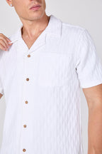Textured Short Sleeve Revere Collar Shirt - British D'sire