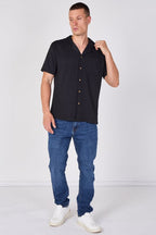 Textured Short Sleeve Revere Collar Shirt - British D'sire