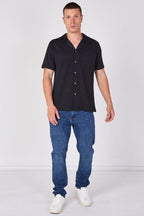 Textured Short Sleeve Revere Collar Shirt - British D'sire
