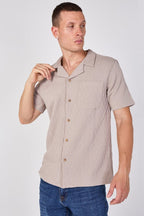 Textured Short Sleeve Revere Collar Shirt - British D'sire
